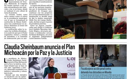 Portada RCG Nacional e Internacional [5 de noviembre de 2025] Viuda de Carlos Manzo será alcaldesa sustituta en Uruapan: Claudia Sheinbaum anuncia el Plan Michoacán por la Paz y la Justicia y más…