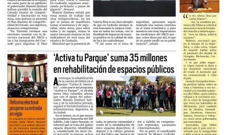 Portada RCG Media [5 de noviembre de 2025] Se fortalecen los indicadores económicos de Coahuila; ‘Activa tu Parque’ suma 35 millones en rehabilitación de espacios y más…
