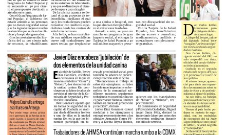 Portada RCG Lagunera [29 de noviembre de 2025] Coahuila realiza inversión histórica en salud; aprueba Cabildo entrega del informe de Román Cepeda y más…