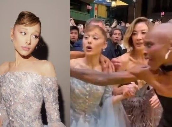 Intruso interrumpe a Ariana Grande en alfombra amarilla de ‘Wicked’ en Singapur