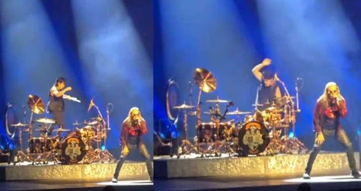 Así fue la aparatosa caída de un integrante de Maná en pleno concierto (video)