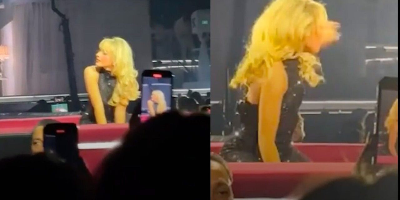 Sabrina Carpenter se enoja con fan que le aventó unas esposas… ella se las devuelve (video)