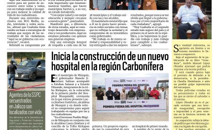 Portada RCG Carbonífera [2 de diciembre de 2025] En Coahuila unidos, puro pa’delante; inicia la construcción de un nuevo hospital en la Carbonífera y más