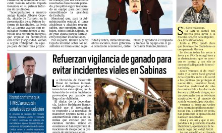 Portada RCG Carbonífera [5 de diciembre de 2025] Manolo Jiménez reitera su compromiso con Torreón; refuerzan vigilancia de ganado para evitar incidentes y más…
