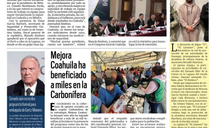 Portada RCG Carbonífera [12 de diciembre de 2025] Tenemos los mejores indicadores de seguridad en Coahuila: Manolo; Mejora Coahuila ha beneficiado a miles en la Carbonífera y más