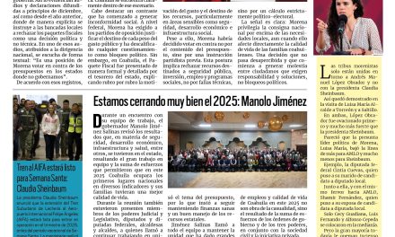 Portada RCG Carbonífera [22 de diciembre de 2025] Líder nacional de Morena ordena votar contra presupuesto de Coahuila; Alistan programas para impulsar al campo en 2026 y más…