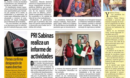 Portada RCG Carbonífera [25 de diciembre de 2025] Feliz Navidad, Coahuila: familia Jiménez Rodríguez; permanecerá en prisión; PRI Sabinas realiza informe de actividades y más…