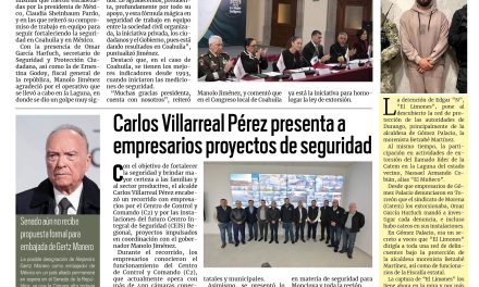 Portada RCG Centro [12 de diciembre de 2025] Tenemos los mejores indicadores de seguridad en Coahuila: Manolo; Carlos Villarreal presenta a empresarios proyectos de seguridad y más