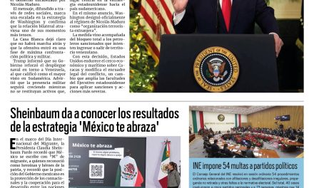 Portada RCG Nacional e Internacional [19 de diciembre de 2025] Estados Unidos refuerza el bloqueo a Venezuela; Sheinbaum da a conocer los resultados de la estrategia ‘México te Abraza’ y más