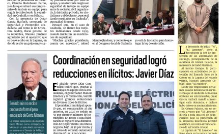 Portada RCG Media [12 de diciembre de 2025] Tenemos los mejores indicadores de seguridad en Coahuila: Manolo; coordinación en seguridad logró reducciones en ilícitos: Javier Díaz y más