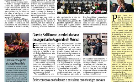 Portada RCG Media [13 de diciembre de 2025] Consolidaremos el deporte de nuestro estado: Manolo Jiménez; cuenta Saltillo con la red ciudadana de seguridad más grande de México y más