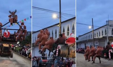 Video: Retroexcavadora se transforma en el trineo de Santa y se vuelve viral en redes