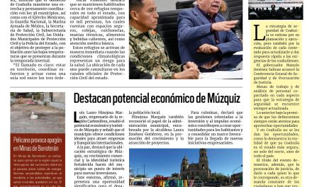 Portada RCG Carbonífera [10 de enero de 2026] Coahuila está preparado para el frente frío; destacan potencial económico de Múzquiz y más…
