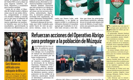 Portada RCG Carbonífera [27 de enero de 2026] Coahuila se encuentra listo para el Mundial; refuerzan acciones del Operativo Abrigo en Múzquiz y más…