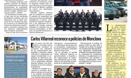 Portada RCG Centro [3 de enero de 2026] ‘Coahuila cuenta con los mejores policías de México’; Carlos Villarreal reconoce a policías de Monclova y más…