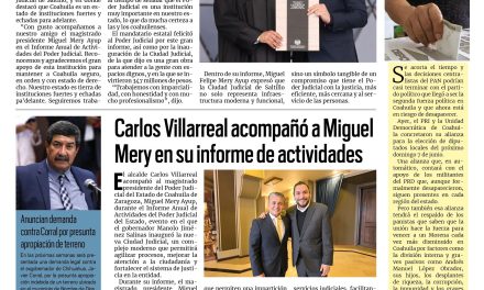Portada RCG Centro [28 de enero de 2026] Coahuila, estado de instituciones fuertes: Manolo Jiménez; Carlos Villarreal acompañó a Miguel Mery en su informe de actividades y más…