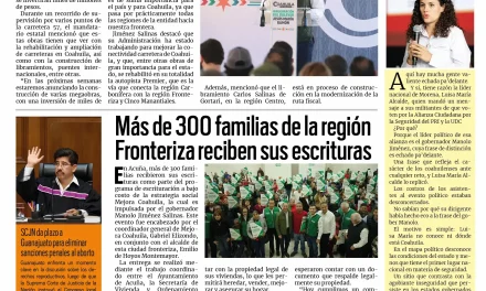 Portada RCG Fronteriza [30 de enero de 2026] Manolo Jiménez anuncia megaobras para Coahuila; más de 300 familias de la región Fronteriza reciben sus escrituras y más…
