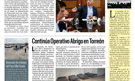 Portada RCG Lagunera [10 de enero de 2026] Coahuila está preparado para el frente frío; continúa Operativo Abrigo en Torreón y más…