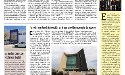 Portada RCG Lagunera [31 de enero de 2026] Manolo Jiménez reitera su compromiso con las mujeres y la niñez; Torreón mantendrá atención en áreas prioritarias en día de asueto y más…