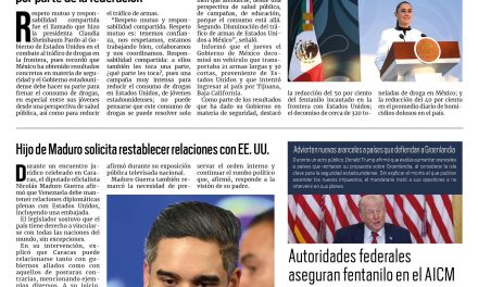 Portada RCG Nacional e Internacional [17 de enero de 2026] Sheinbaum pide responsabilidad compartida ante el tráfico de drogas; hijo de Maduro solicita restablecer relaciones con EE. UU. y más…