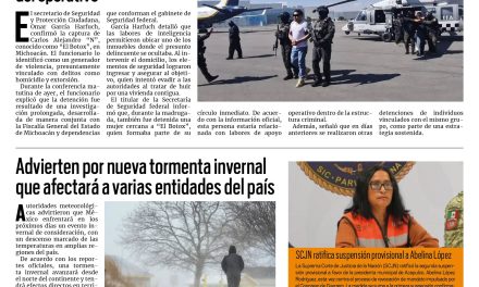 Portada RCG Nacional e internacional [23 de enero de 2026] Detienen a ‘El Botox’ en el estado de Michoacán; advierten por nueva tormenta invernal que afectará a varias entidades del país y más…