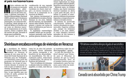 Portada RCG Nacional e Internacional [24 de enero de 2026] Tormenta invernal afectará a México y Estados Unidos; Sheinbaum encabeza entregas de viviendas en Veracruz y más…