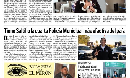 Portada RCG Media [26 de enero de 2026] DIF Coahuila fortalece programas de alimentación escolar; tiene Saltillo la cuarta Policía Municipal más efectiva del país y más…