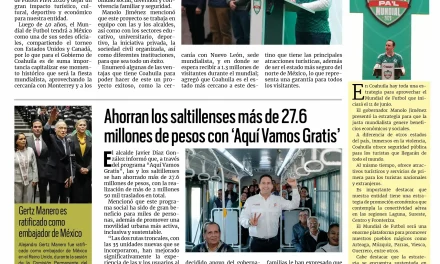 Portada RCG Media [27 de enero de 2026] Coahuila se encuentra listo para el Mundial; ahorran saltillenses más de 27.6 MDP con ‘Aquí Vamos Gratis’ y más…