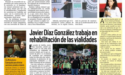 Portada RCG Media [30 de enero de 2026] Manolo Jiménez anuncia megaobras para Coahuila; Javier Díaz trabaja en rehabilitación de vialidades y más…
