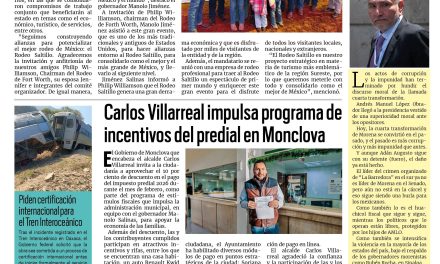 Portada RCG Centro [3 de febrero de 2026] Coahuila refuerza lazos con Fort Worth, Texas; Carlos Villarreal impulsa programa de incentivos del predial y más…