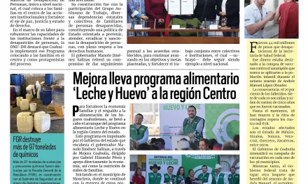 Portada RCG Centro [17 de febrero de 2026] Reconocen a Coahuila por atención a desaparición de personas; Mejora lleva programa alimentario ‘Leche y Huevo’ a la región Centro y más…
