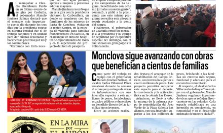 Portada RCG Centro [23 de febrero de 2026] Aquí trabajamos en equipo los tres órdenes de Gobierno: Manolo Jiménez; Monclova sigue avanzando con obras que benefician a cientos de familias y más
