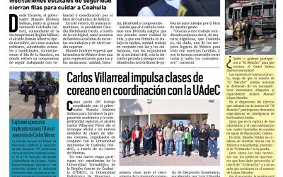 Portada RCG Centro [25 de febrero de 2026] Encabeza gobernador conmemoración del Día de la Bandera; Carlos Villarreal impulsa clases de coreano en coordinación con la UAdeC y más…