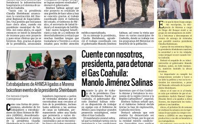 Portada RCG Fronteriza [22 de febrero de 2026]  Gobernador concreta gestión con la presidenta para nuevo hospital; Cuente con nosotros, presidenta, para detonar el Gas Coahuila: Manolo Jiménez Salinas y más