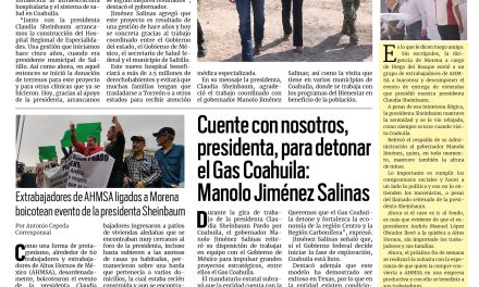 Portada RCG Fronteriza [22 de febrero de 2026]  Gobernador concreta gestión con la presidenta para nuevo hospital; Cuente con nosotros, presidenta, para detonar el Gas Coahuila: Manolo Jiménez Salinas y más