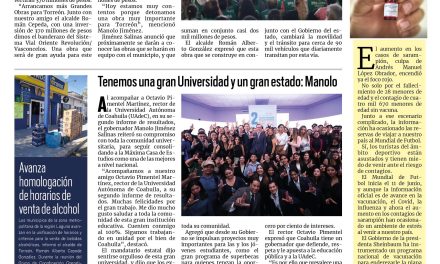 Portada RCG Lagunera  [13 de febrero de 2026] ‘Detonamos en Torreón la construcción del Sistema Vial Revolución’; tenemos una gran Universidad y un gran estado: Manolo y más…