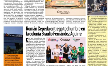 Portada RCG Lagunera [27 de febrero de 2026] El combate a incendios forestales es una prioridad: Manolo Jiménez; sigamos trabajando juntos por amor a Saltillo: Javier Díaz y más…