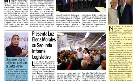 Portada RCG Media [19 de febrero de 2026] Manolo fortalece lazos con embajador y ministro de Comercio de Canadá; presenta Luz Elena Morales su Segundo Informe Legislativo y más…