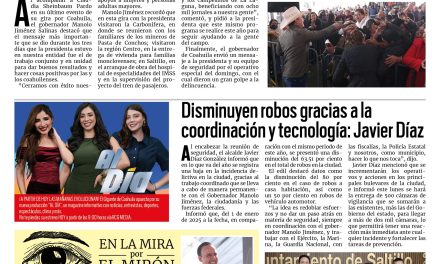 Portada RCG Media [23 de febrero de 2026] Aquí trabajamos en equipo los tres órdenes de Gobierno: Manolo Jiménez; disminuyen robos gracias a la coordinación y tecnología: Javier Díaz y más