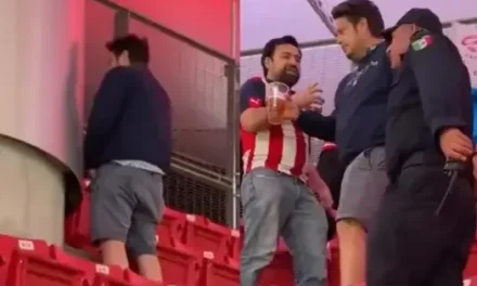 Video: Detienen a un aficionado por orinar en plena tribuna del Estadio Akron