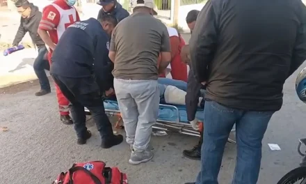 Perro tumba a mujer de su motocicleta y la deja lesionada en Parras