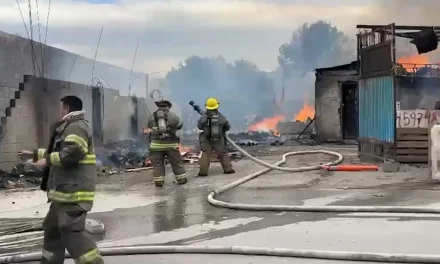 Voraz incendio arrasa maderería ubicada al sur de Saltillo