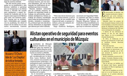 Portada RCG Carbonífera [4 de marzo de 2026] Gobernador da la bienvenida a policías y elementos de la FGE; alistan operativo de seguridad para eventos culturales y más…
