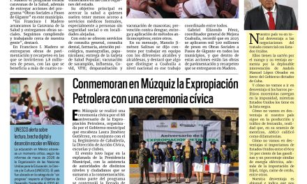 Portada RCG Carbonífera [19 de marzo de 2026] Dan inicio las caravanas de la Salud en todo Coahuila; conmemoran en Múzquiz la Expropiación Petrolera y más…