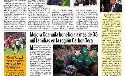Portada RCG Carbonífera [29 de marzo de 2026] Visita los Pueblos Mágicos de Coahuila estas vacaciones: Manolo Jiménez; Impulsan modernización ganadera en Múzquiz y más…
