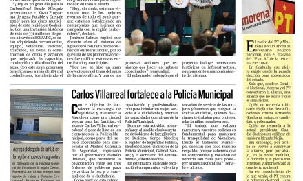 Portada RCG Centro [14 de marzo de 2026] Da inicio el ‘Gran Programa de Agua y Drenaje’ en la Carbonífera; Carlos Villarreal fortalece a la Policía Municipal y más…