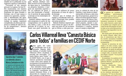 Portada RCG Centro [20 de marzo de 2026] Manolo Jiménez detona más programas de agua en Coahuila; Carlos Villarreal lleva ‘Canasta Básica para Todos’ a familias en CEDIF Norte y más…