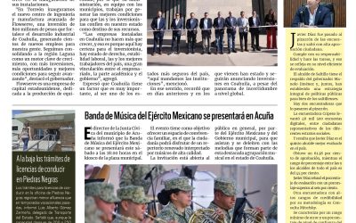 Portada RCG Fronteriza [28 de marzo de 2026] Siguen llegando grandes inversiones a Coahuila: Manolo; Banda de Música del Ejército Mexicano se presentará en Acuña y más…