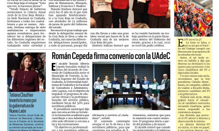 Portada RCG Lagunera [3 de marzo de 2026] Manolo Jiménez da inicio a la colecta anual de la Cruz Roja; Román Cepeda firma convenio con la UAdeC y más…