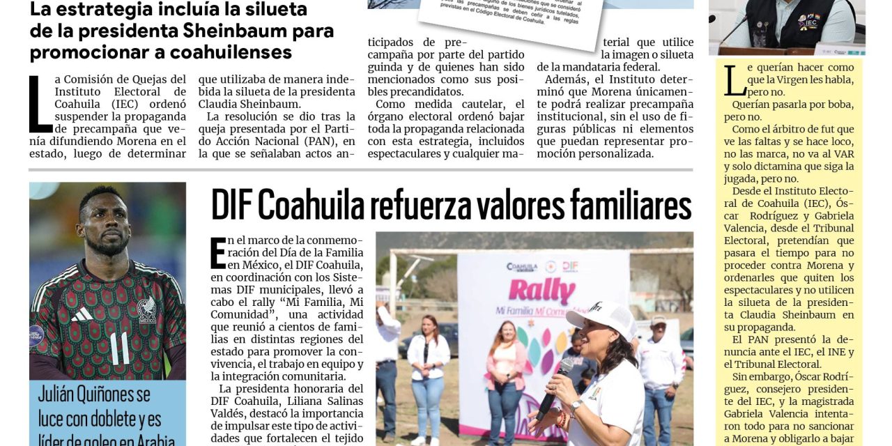Portada RCG Lagunera [8 de marzo de 2026] Precampaña ilegal de Morena es frenada por el IEC; Capacitan a mujeres en extracción vehicular en caso de accidentes y más…